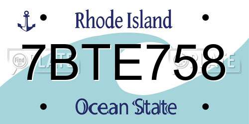 7BTE758 Rhode Island License Plate