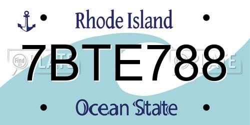 7BTE788 Rhode Island License Plate