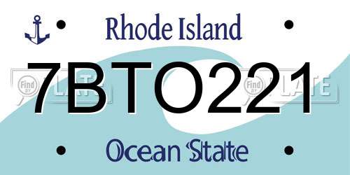 7BTO221 Rhode Island License Plate