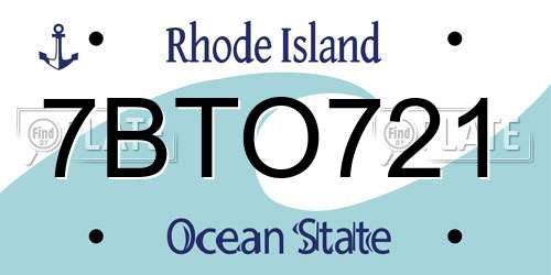 7BTO721 Rhode Island License Plate