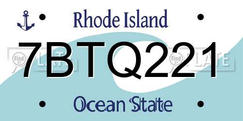 7BTQ221 Rhode Island License Plate