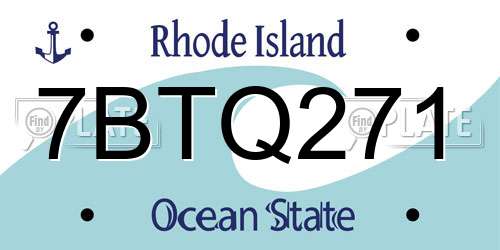 7BTQ271 Rhode Island License Plate