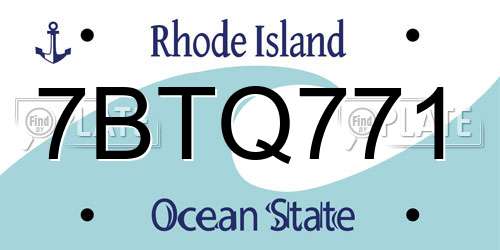 7BTQ771 Rhode Island License Plate