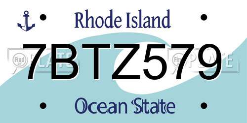 7BTZ579 Rhode Island License Plate