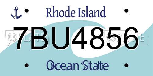 7BU4856 Rhode Island License Plate