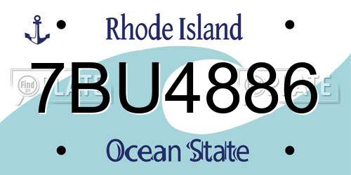 7BU4886 Rhode Island License Plate
