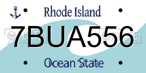 7BUA556 Rhode Island License Plate