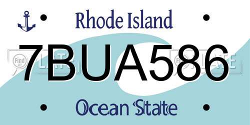 7BUA586 Rhode Island License Plate