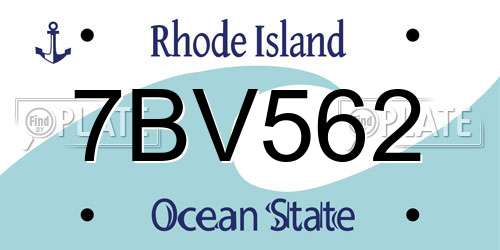 7BV562 Rhode Island License Plate