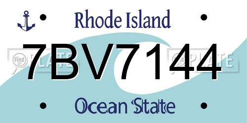 7BV7144 Rhode Island License Plate