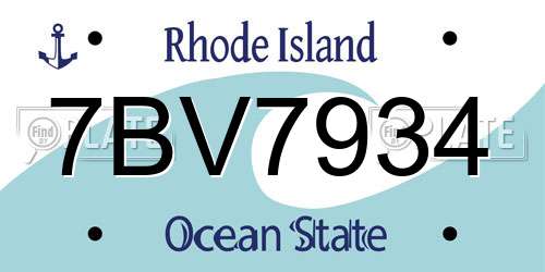 7BV7934 Rhode Island License Plate