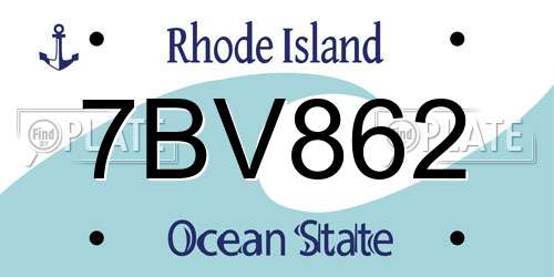 7BV862 Rhode Island License Plate