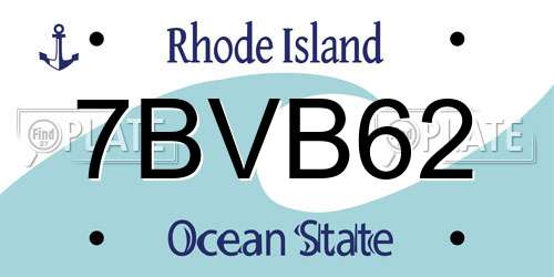 7BVB62 Rhode Island License Plate