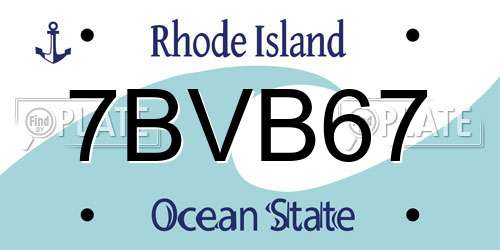 7BVB67 Rhode Island License Plate