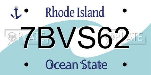 7BVS62 Rhode Island License Plate