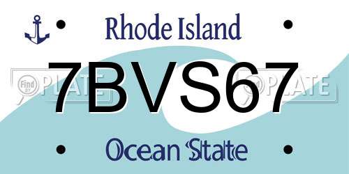 7BVS67 Rhode Island License Plate