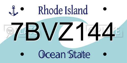 7BVZ144 Rhode Island License Plate