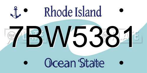 7BW5381 Rhode Island License Plate