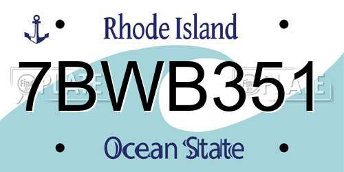 7BWB351 Rhode Island License Plate