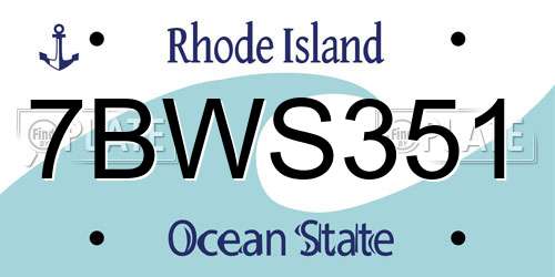 7BWS351 Rhode Island License Plate