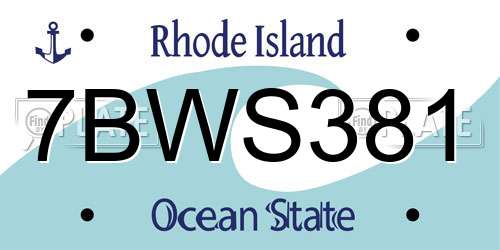 7BWS381 Rhode Island License Plate
