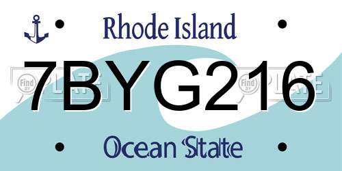 7BYG216 Rhode Island License Plate