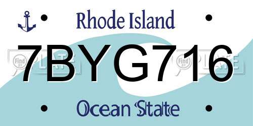7BYG716 Rhode Island License Plate