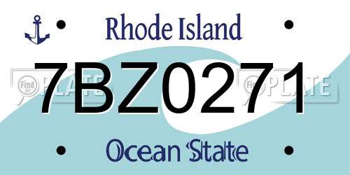 7BZ0271 Rhode Island License Plate