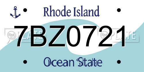 7BZ0721 Rhode Island License Plate