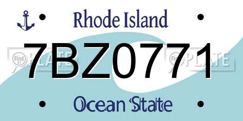 7BZ0771 Rhode Island License Plate