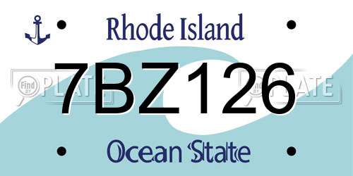 7BZ126 Rhode Island License Plate