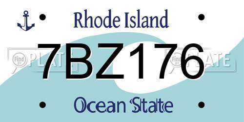 7BZ176 Rhode Island License Plate