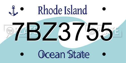 7BZ3755 Rhode Island License Plate