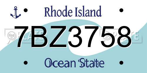 7BZ3758 Rhode Island License Plate