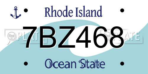 7BZ468 Rhode Island License Plate