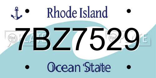 7BZ7529 Rhode Island License Plate