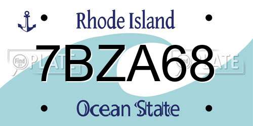 7BZA68 Rhode Island License Plate