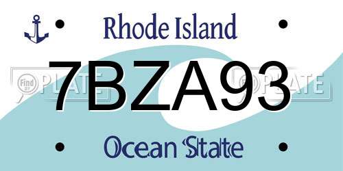 7BZA93 Rhode Island License Plate