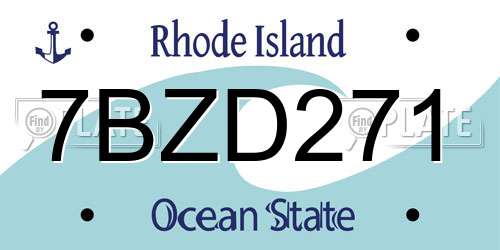 7BZD271 Rhode Island License Plate