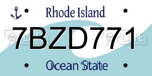 7BZD771 Rhode Island License Plate