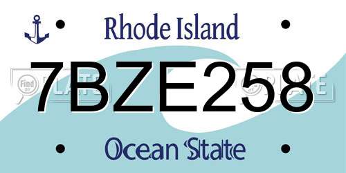 7BZE258 Rhode Island License Plate