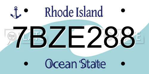 7BZE288 Rhode Island License Plate