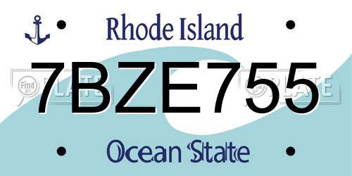 7BZE755 Rhode Island License Plate