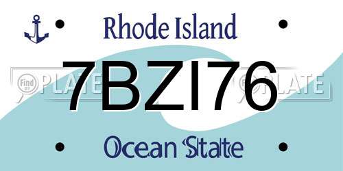 7BZI76 Rhode Island License Plate