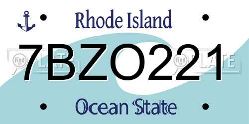 7BZO221 Rhode Island License Plate