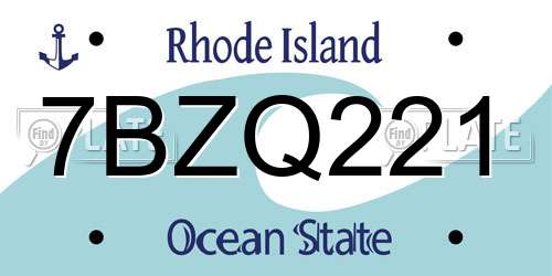 7BZQ221 Rhode Island License Plate