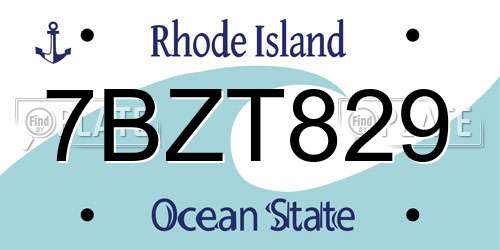 7BZT829 Rhode Island License Plate