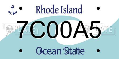 7C00A5 Rhode Island License Plate