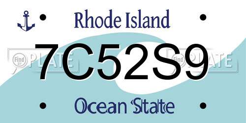 7C52S9 Rhode Island License Plate