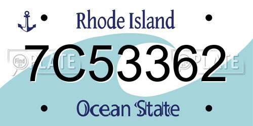 7C53362 Rhode Island License Plate